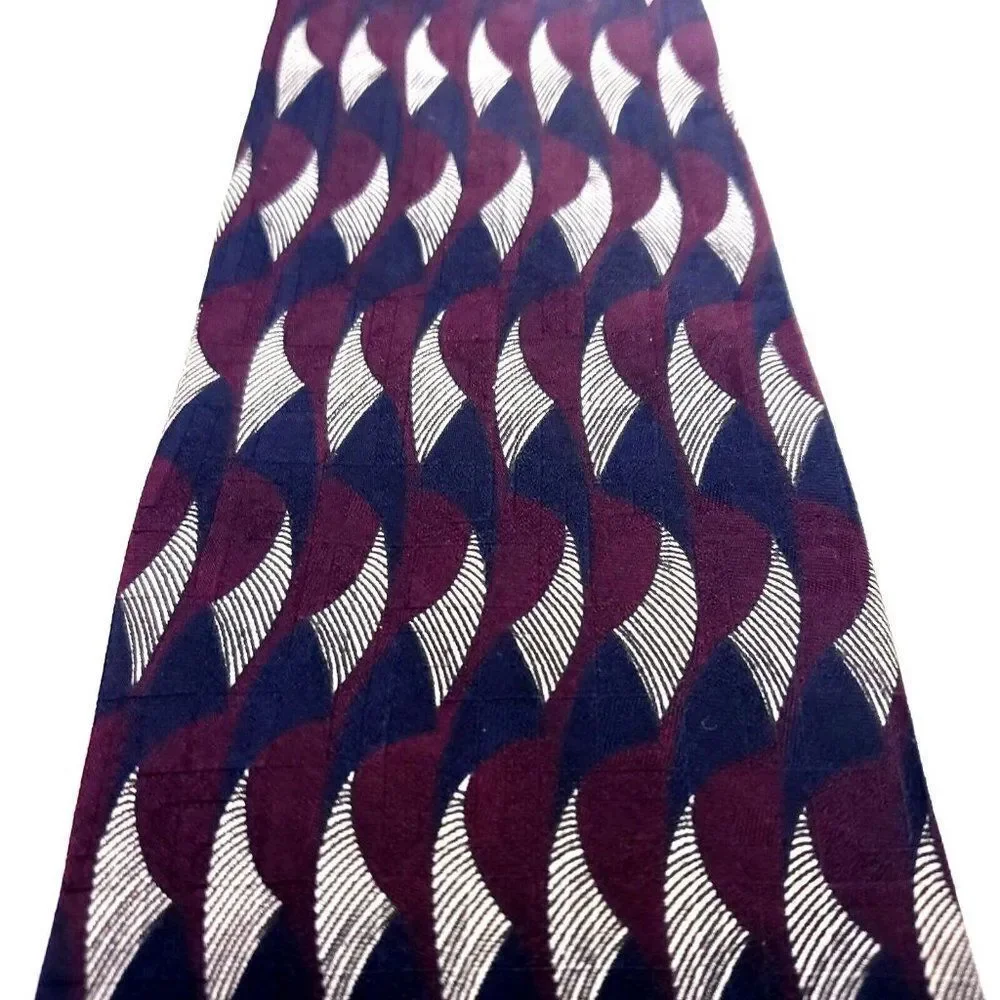 Ferrell Reed Silk Tie Red Blue Geometric England Wide‎
